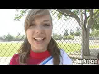 doll Nicole Ray gets horny after cheerleading practice.