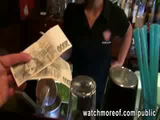 beautiful European Babe fucked for money while working at the coffee shop