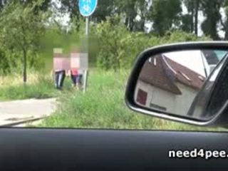 Amateur Babes Pulling Over To Take A Piss