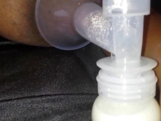 Ebony Pumping Milk out of Her Huge Boobs and Nipples...