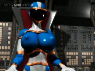 Big boobed anime hero super hot in tight costume