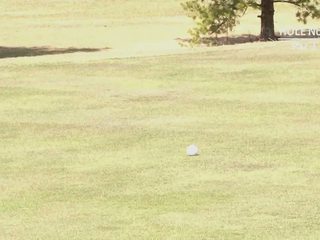 Asian slut takes it from behind in a golf course