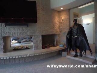 Stunning MILF in Catsuit Blows Caped Crusader’s Cock