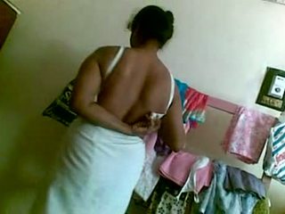 Indian Aunty Wearing Dress After Bath