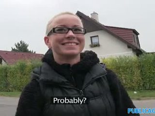 PublicAgent Slutty blonde in glasses fucks
