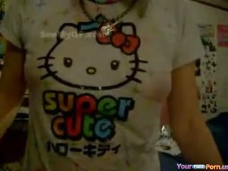 Sexy Japanese Girl With Wet Hello Kitty T-Shirt