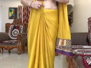 Indian Desi Bhabhi Wearing Yellow Saree in Front of... | xHamster